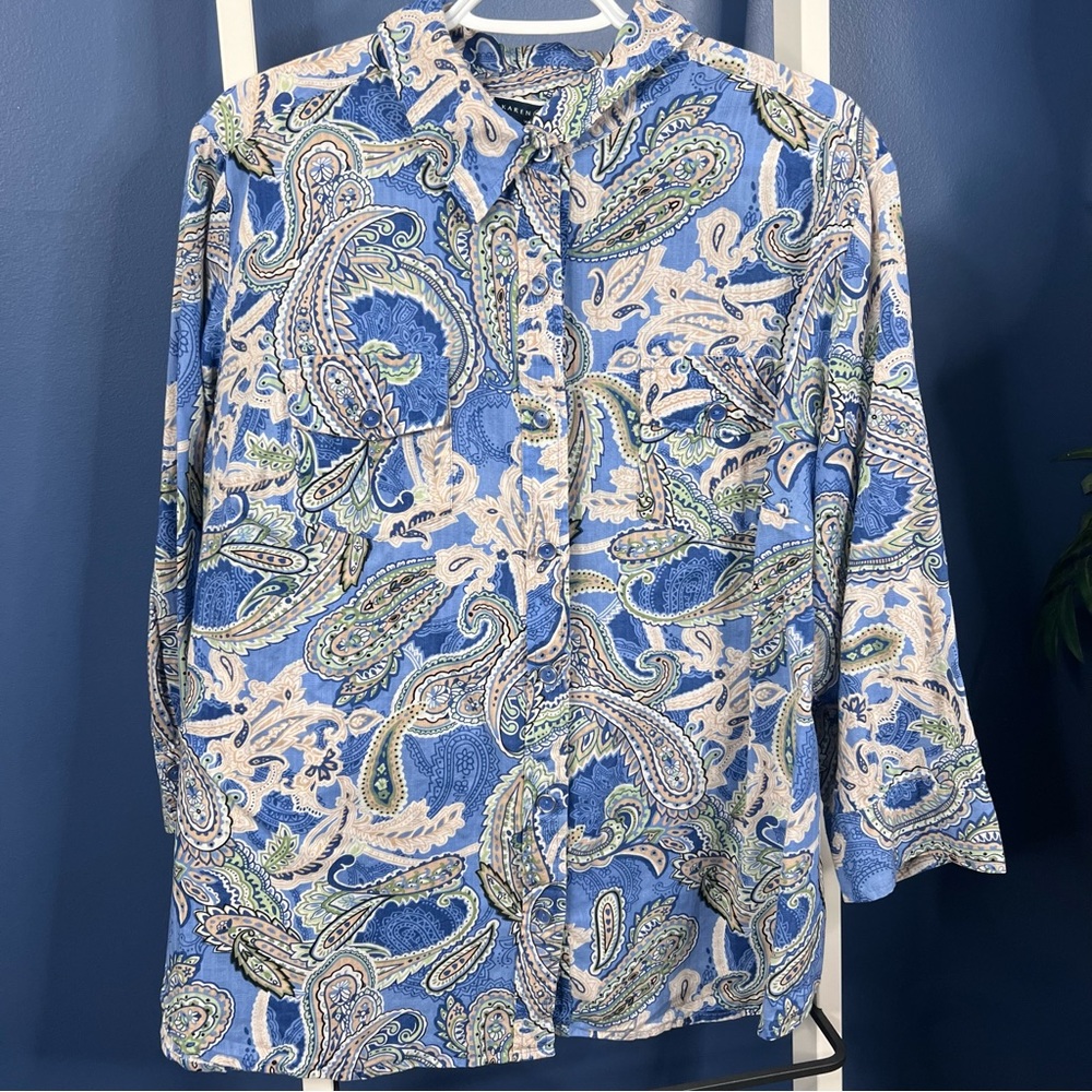 Karen Scott Multicolor Paisley Button-Down Shirt